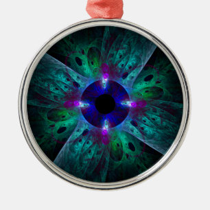 The Eye Abstract Art Round Metal Ornament