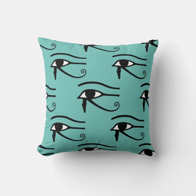 The Eye of Horus Pattern Light Teal Background Throw Pillow (Front)