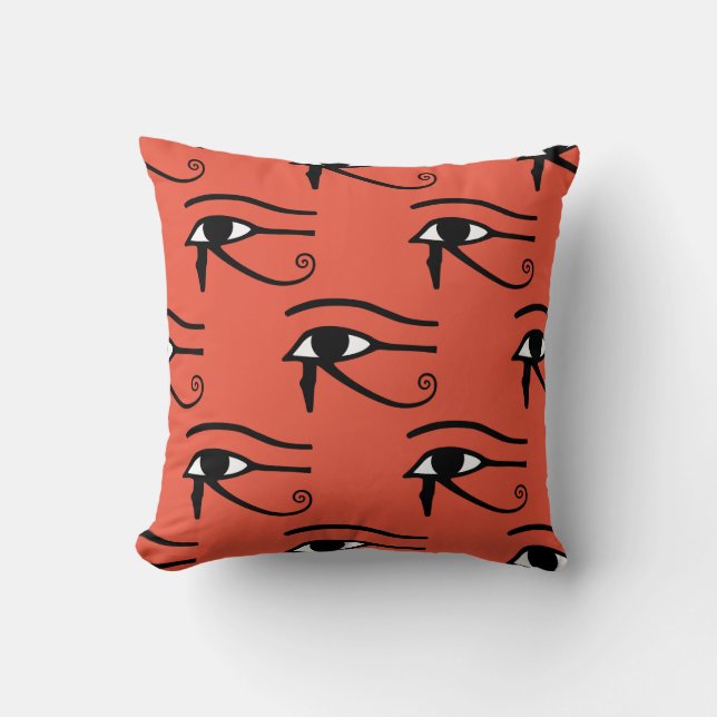 The Eye of Horus Pattern Orange Red Background Throw Pillow (Front)