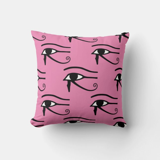The Eye of Horus Pattern Pink Background Throw Pillow (Front)