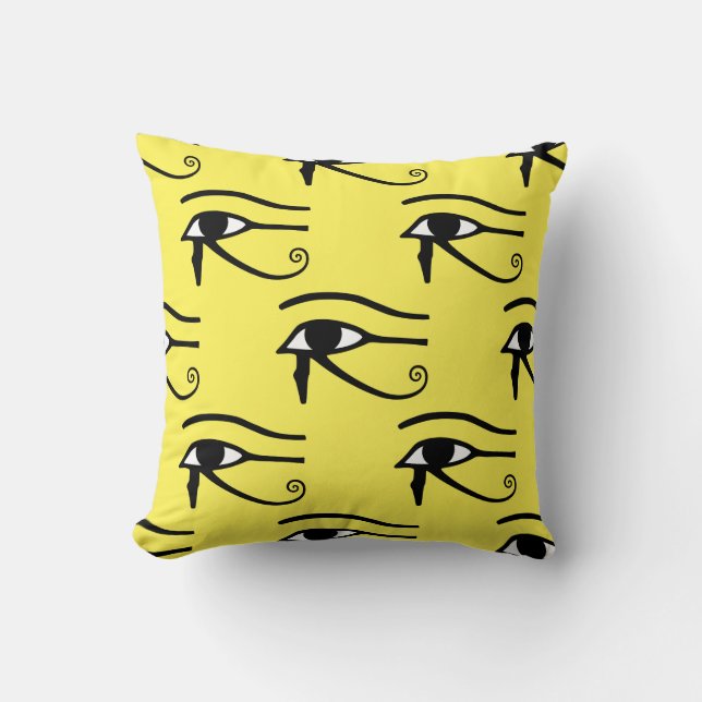 The Eye of Horus Pattern Yellow Background Throw Pillow (Front)
