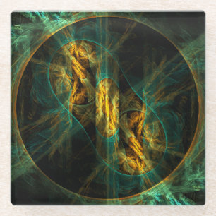 The Eye of the Jungle Abstract Art Glass Coaster