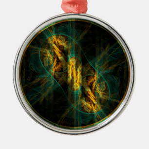 The Eye of the Jungle Abstract Art Round Metal Ornament