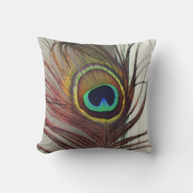 The Eye or Peacock Feather Resting Throw Pillow (Front)