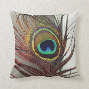 The Eye or Peacock Feather Resting Throw Pillow