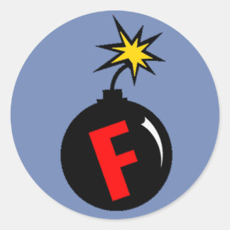 the f-bomb classic round sticker