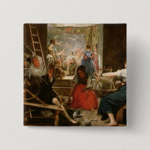 The Fable of Arachne, or The Spinners, c.1657 (oil 2 Inch Square Button