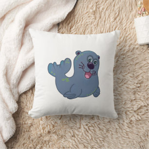 The Fabric Seal At Zazzle Mascot Logo Character Throw Pillow