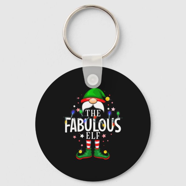 The Fabulous Elf Christmas Family Pajama Party  Keychain (Front)