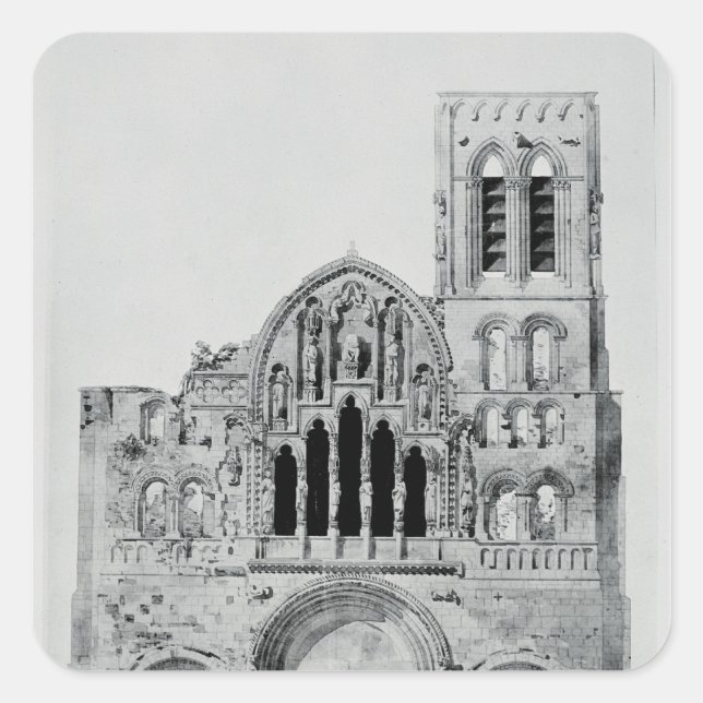 The Facade of La Madeleine de Vezelay Square Sticker (Front)