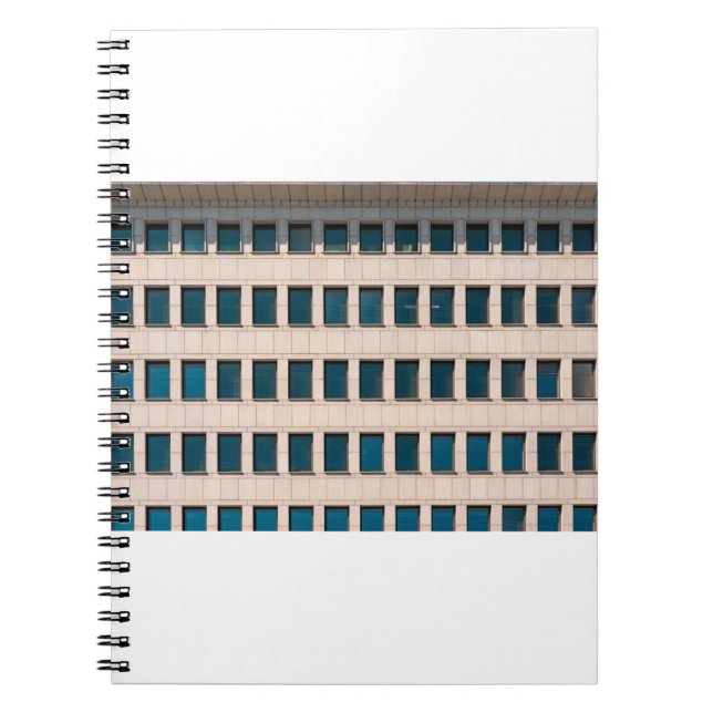 The facade of the modern building with rectangular notebook (Front)