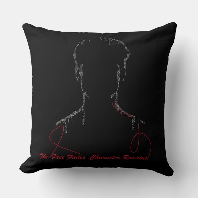 The Face Fades. Character Remains | Minimalist Typ Throw Pillow (Front)