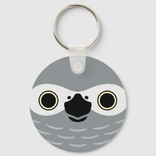 The face of a African Grey Parrot Keychain