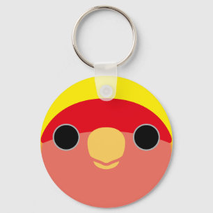 The face of a american yellow peach-faced lovebird keychain