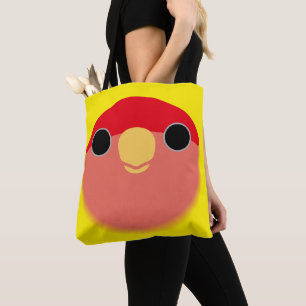The face of a american yellow peach-faced lovebird tote bag