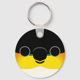 The face of a Black-headed Caique Keychain