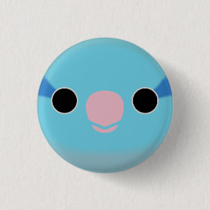 The face of a blue male Pacific parrotlet 1 Inch Round Button
