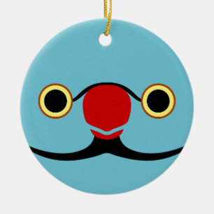 The face of a blue male Rose-ringed parakeet Ceramic Ornament