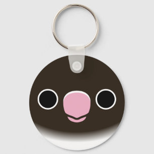 The face of a blue masked lovebird keychain
