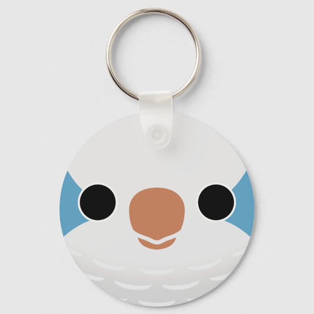 The face of a Blue Monk Parakeet Keychain (Front)