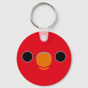 The face of a Chattering Lory Keychain