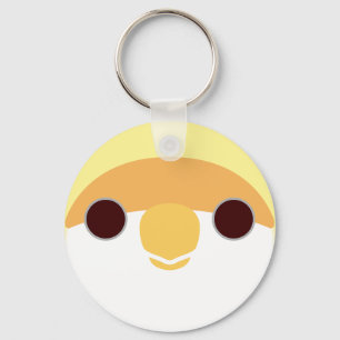 The face of a creamino peach-faced lovebird keychain