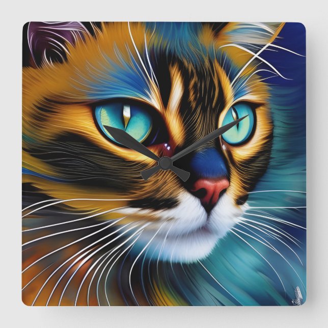 The Face of a cute Lynx point Siamese Square Wall Clock (Front)