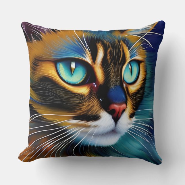 The Face of a cute Lynx point Siamese Throw Pillow (Front)