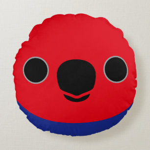 The face of a Eclectus Parrot (Female) Round Pillow
