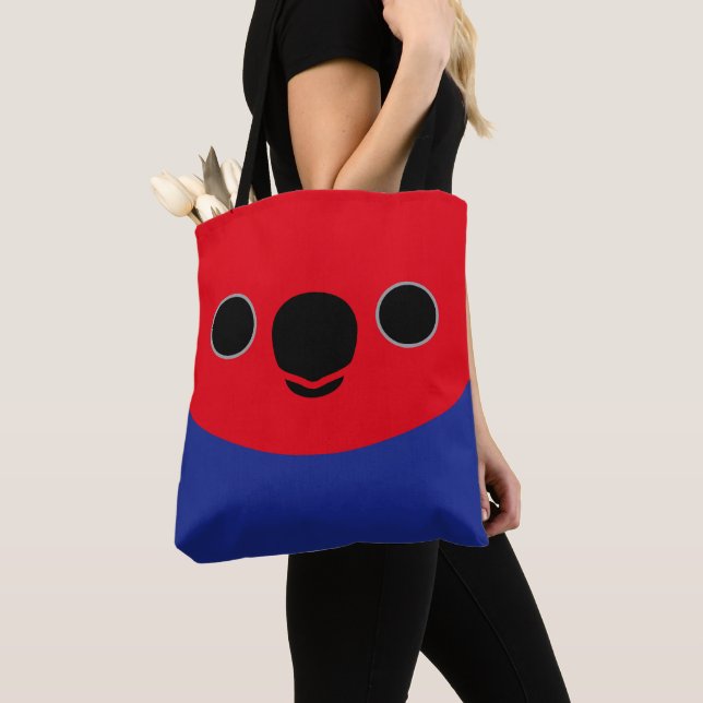 The face of a Eclectus Parrot (Female) Tote Bag (Close Up)