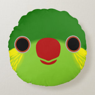 The face of a female Red-flanked lorikeet Round Pillow