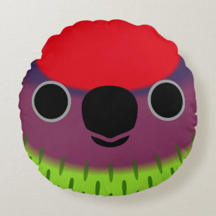 The face of a Goldie's lorikeet Round Pillow