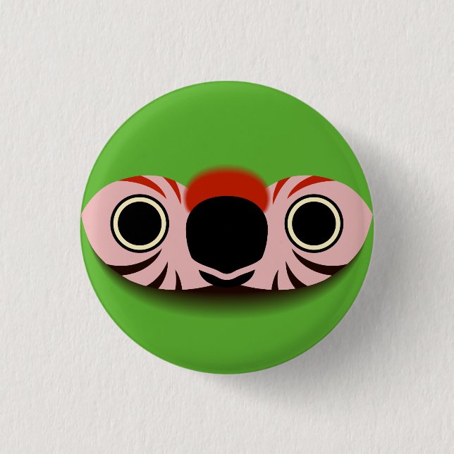 The face of a Great green macaw 1 Inch Round Button (Front)