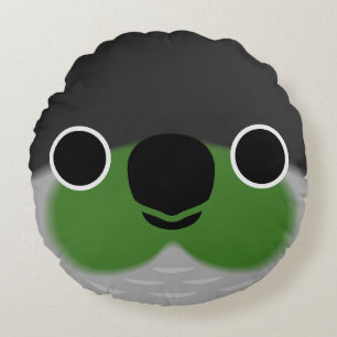The face of a Green-cheeked parakeet Round Pillow