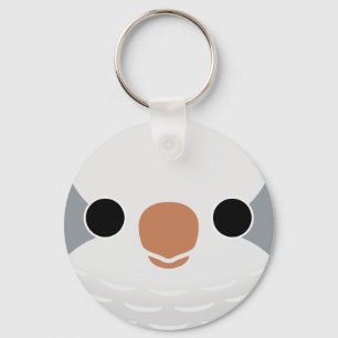 The face of a Grey Monk Parakeet Keychain