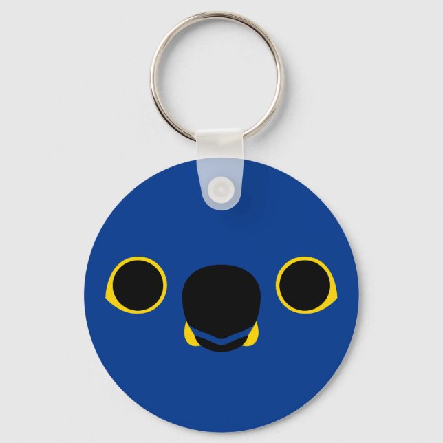 The face of a Hyacinth macaw Keychain (Front)