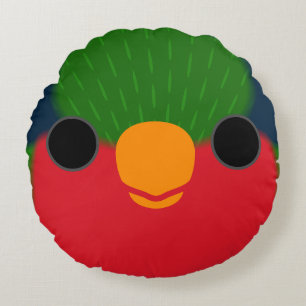 The face of a Kuhl's lorikeet Round Pillow
