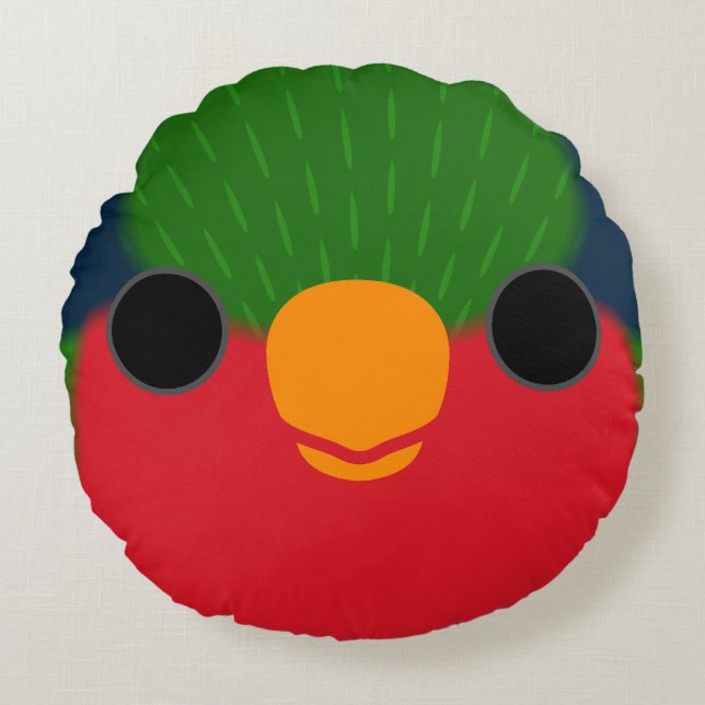The face of a Kuhl's lorikeet Round Pillow (Front)