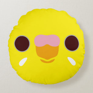 The face of a lutino budgie round pillow