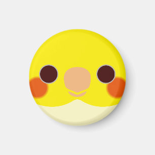 The face of a lutino cockatiel magnet