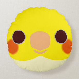 The face of a lutino cockatiel round pillow