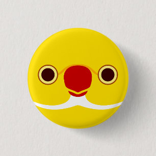 The face of a lutino male Rose-ringed parakeet 1 Inch Round Button