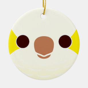 The face of a Lutino Monk Parakeet Ceramic Ornament