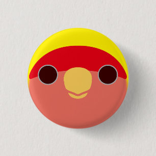 The face of a lutino peach-faced lovebird 1 inch round button