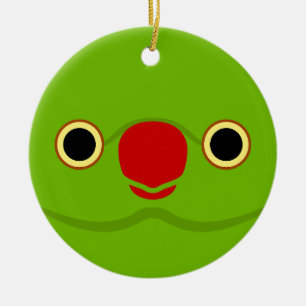 The face of a normal female Rose-ringed parakeet Ceramic Ornament