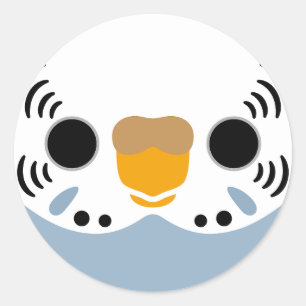 The face of a normal grey female budgie classic round sticker