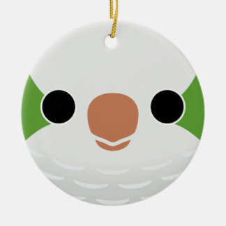 The face of a Normal Monk Parakeet Ceramic Ornament