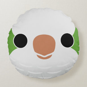 The face of a Normal Monk Parakeet Round Pillow