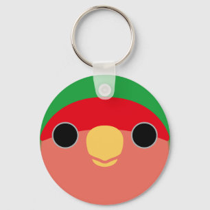 The face of a normal peach-faced lovebird keychain