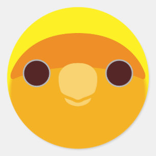 The face of a orange-faced lutino peach-faced love classic round sticker
